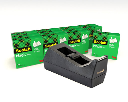 Scotch Magic Tape Dispenser Set C38 19 mm x 33 m Invisible 12 Rolls