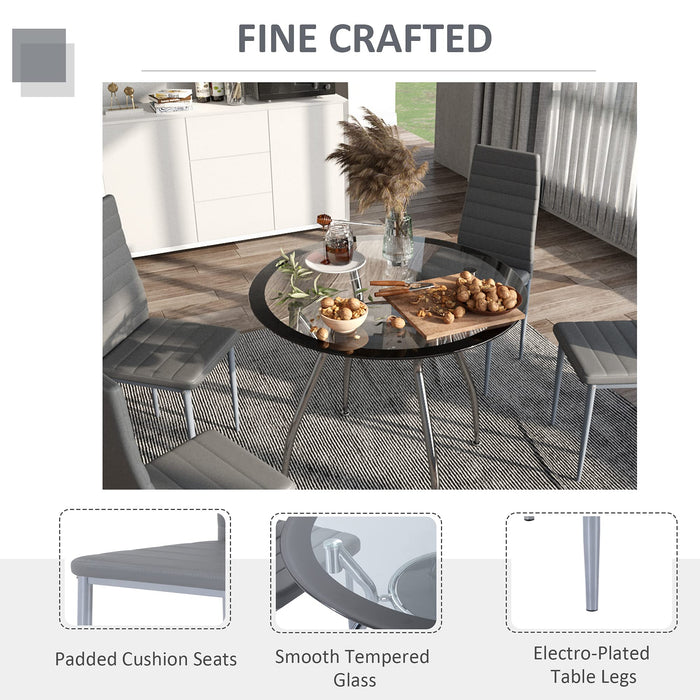 HOMCOM Contemporary Dining Set of 5 Grey