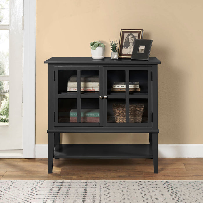 DOREL HOME Franklin PB, Glass; Paper Wrap; Metal Storage Cabinet Non Lockable 800.10 (W) x 396.24 (D) x 779.78 (H) mm Black