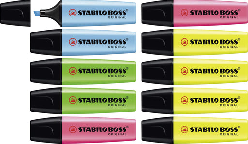 STABILO BOSS ORIGINAL Highlighter Assorted Medium Chisel 2-5 mm Refillable Pack of 10