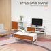 HOMCOM TV Stand Metal,Particle Board White, Brown 120 x 39 x 48 cm