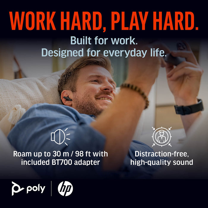 POLY Voyager Free 60 UC Wireless Bluetooth Ear Buds and Charging Case