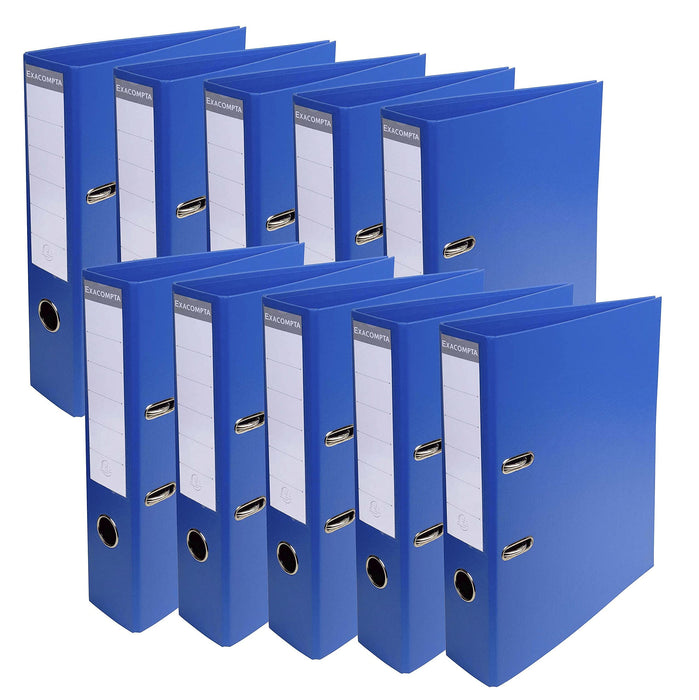 Exacompta PremTouch Lever Arch File A4 70 mm Blue 2 ring 53752E Cardboard, PVC (Polyvinyl Chloride) Portrait Pack of 10