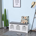 HOMCOM White Storage Bench with 2 Drawers and Removable Grey Seat