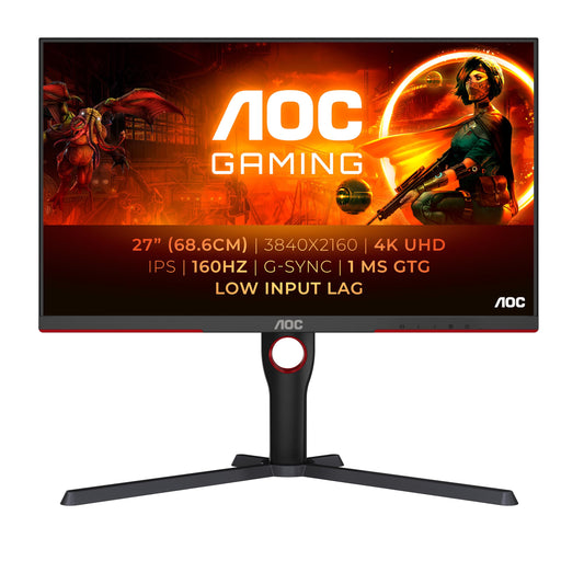AOC Gaming U27G3X - LED monitor - gaming - 27" - 3840 x 2160 4K @ 160 Hz - Fast IPS - 1000:1 - DisplayHDR 400 - 1 ms - 2xHDMI, 2xDisplayPort - black, red