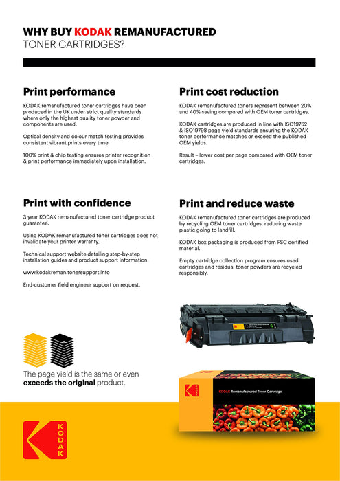 Kodak Remanufactured Toner Cartridge Compatible with HP CF280A Black