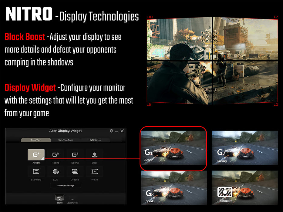 Acer NITRO XV2 24.5 Inch 1920 x 1080 Pixels Full HD ZeroFrame IPS Panel DisplayPort HDMI Gaming Monitor