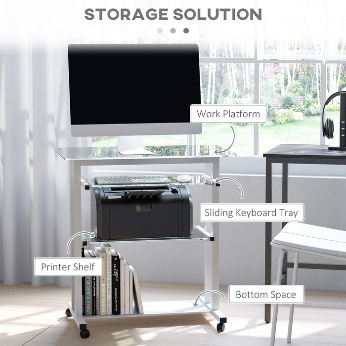 HOMCOM Workstation Tempered Glass 510 x 830 mm