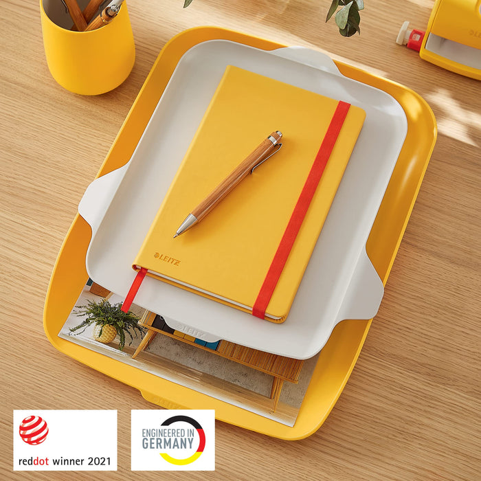 Leitz Cosy Letter Tray 5259 With Desk Organiser A4 Yellow 27.4 x 39.1 x 6.2 cm
