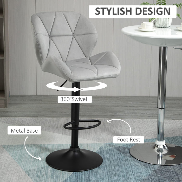 HOMCOM Bar Stool Fabric Light Grey Pack of 2