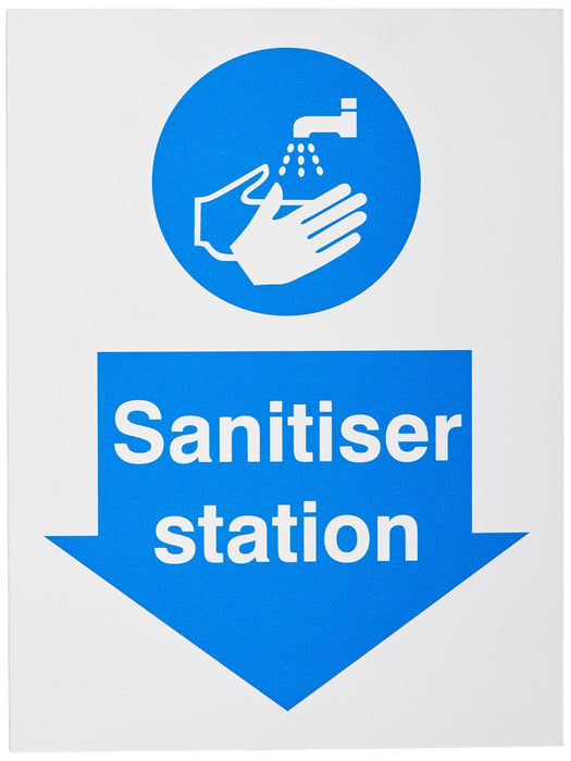 Health and Safety Sign Sanitiser Station Plastic Blue, White 20 x 15 cm