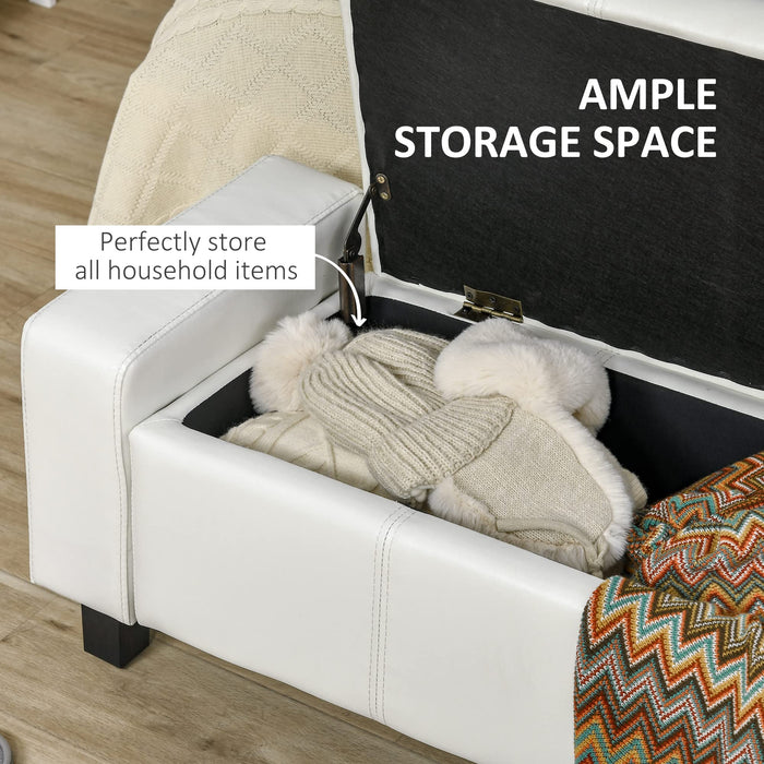 HOMCOM Ottoman Faux Leather Bench White