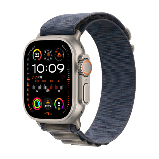 Apple Watch Ultra 2 - 49 mm - titanium - smart watch with Trail Loop - nylon weave - orange/beige - band size: M/L - 64 GB - Wi-Fi, LTE, UWB, Bluetooth - 4G - 61.4 g