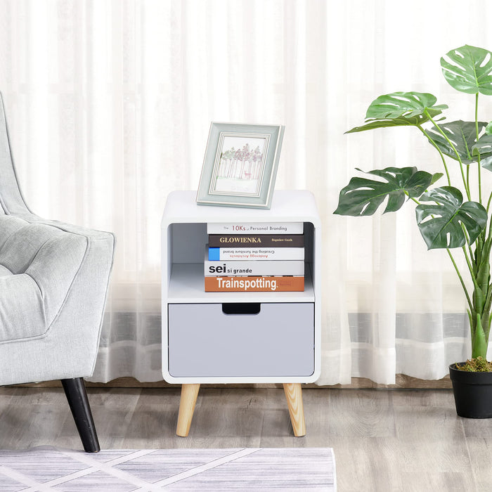 HOMCOM Bedside Table 580 x 380 x 380 mm White