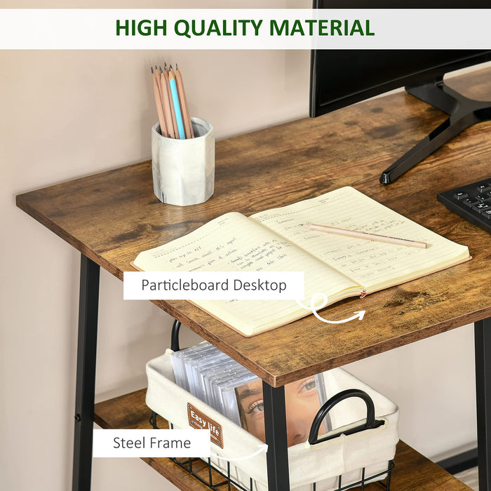 HOMCOM Workstation with 2 Shelves Rustic Brown 600 x 760 mm