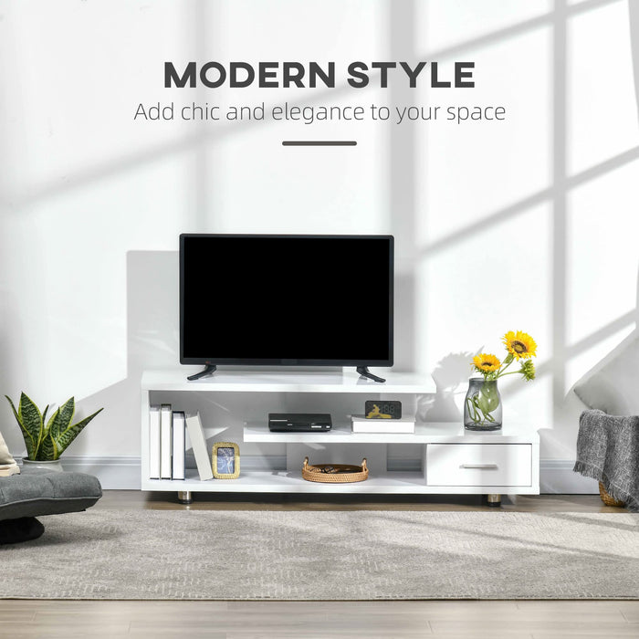 HOMCOM TV Stand Particleboard White 135 x 35 x 41.7 cm
