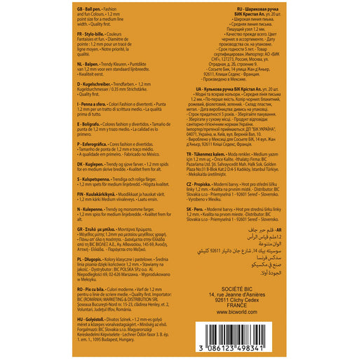 BIC Cristal UP Ballpoint Pen Grip Medium 0.35 mm Assorted Pack of 20