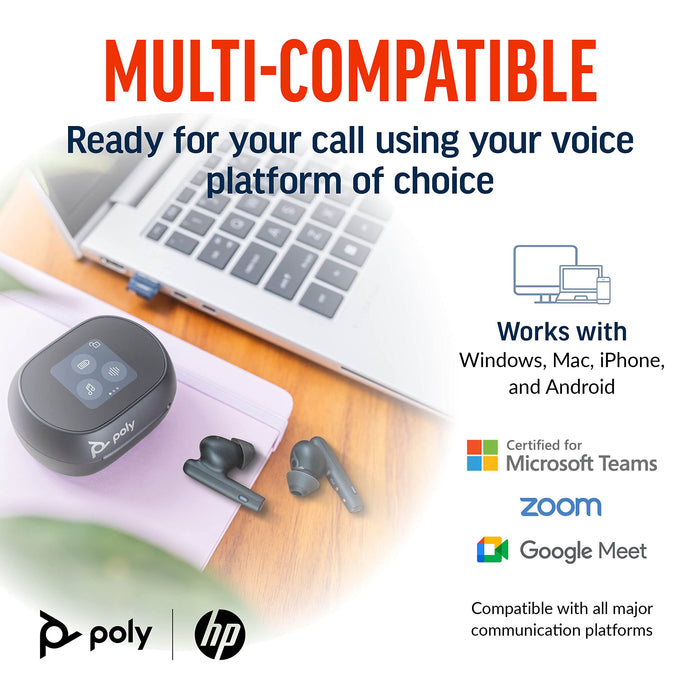 POLY Voyager Free 60 Plus Microsoft Teams Wireless Earbuds with Smart Charging Case
