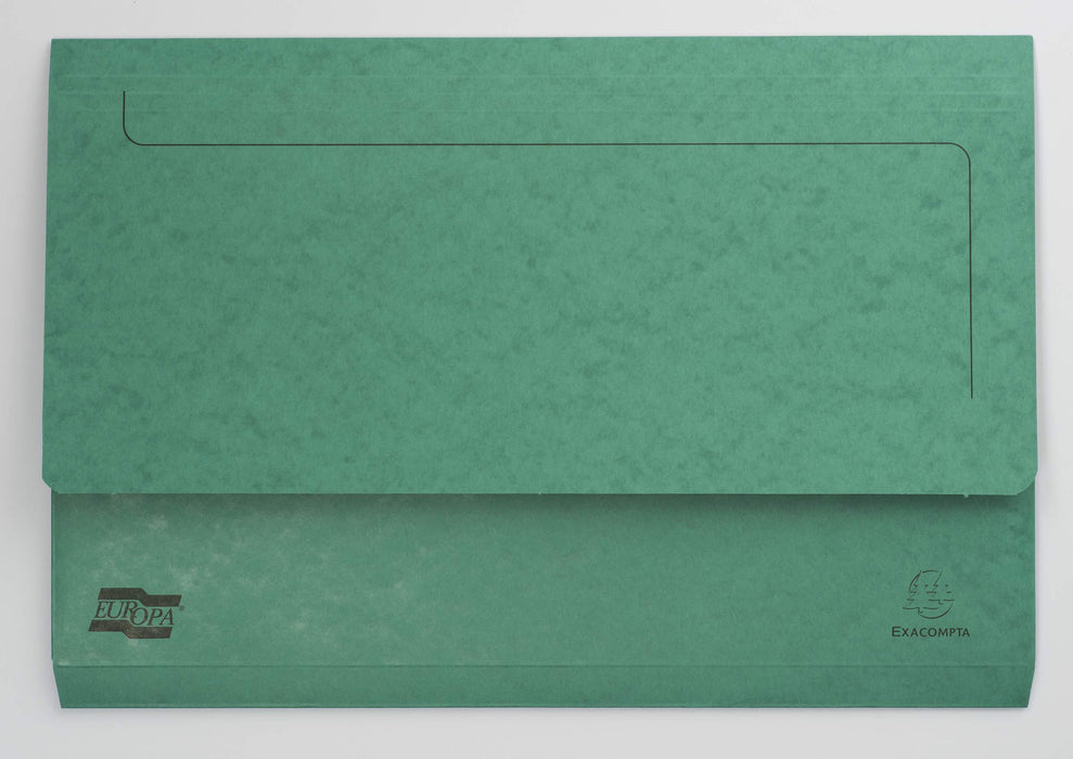 Exacompta Europa Document Wallet 4793Z A4, Foolscap Mottled Pressboard 35.7 (W) x 0.3 (D) x 24.5 (H) cm Green Pack of 25