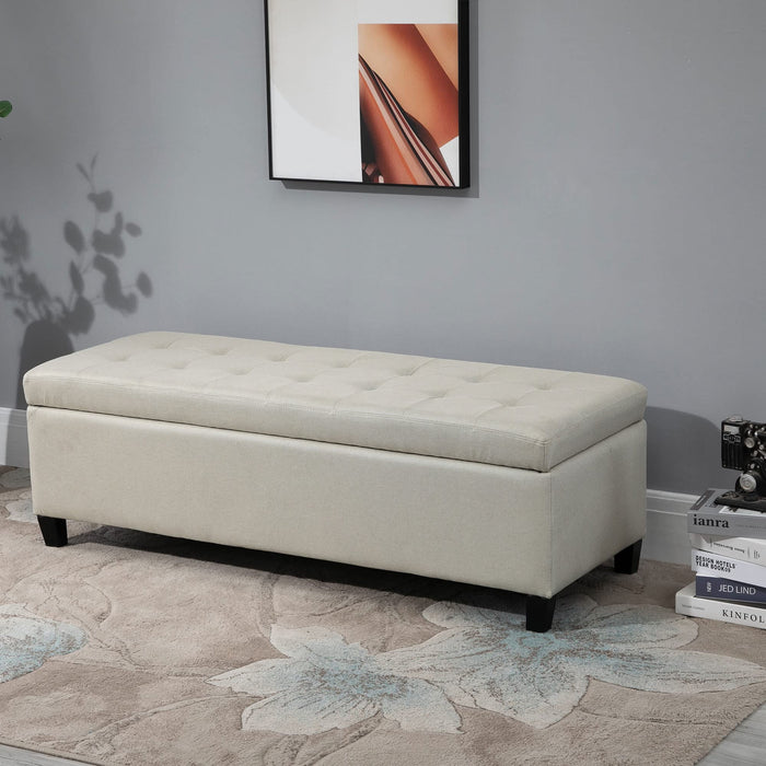 HOMCOM Storage Ottoman Padded Grey