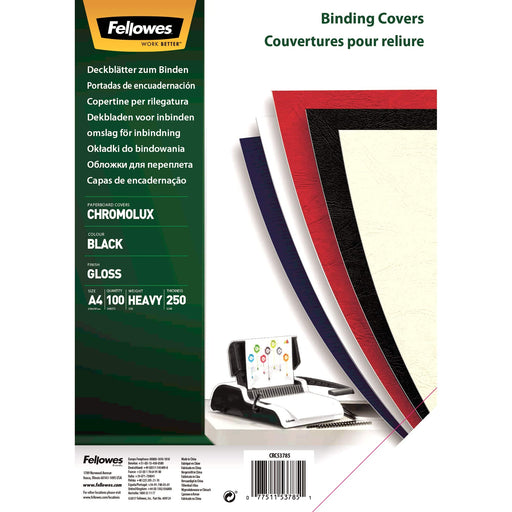 Binding Cover A4 Board Gloss Black Pack of 100