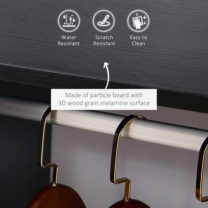 HOMCOM Wardrobe Aluminium, Particle Board Black 40 x 60 x 128 cm