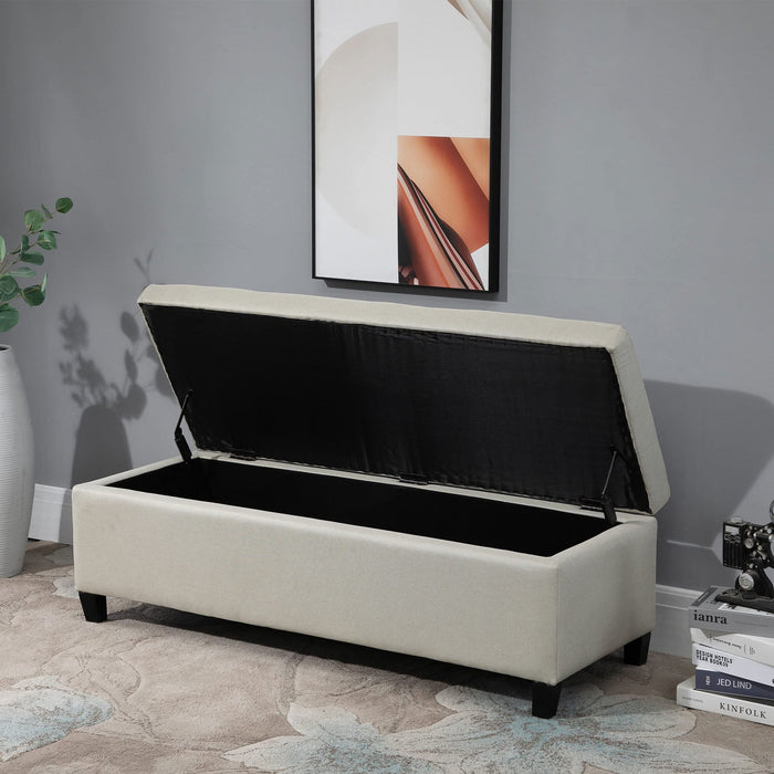 HOMCOM Storage Ottoman Padded Beige