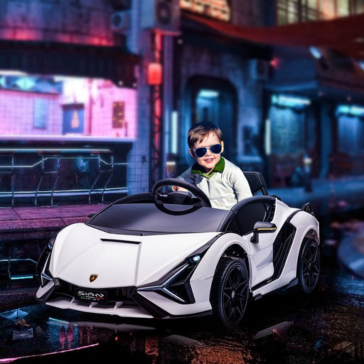 HOMCOM Lamborghini SIAN 12V Kids Electric Ride On Car Toy with Remote Control White