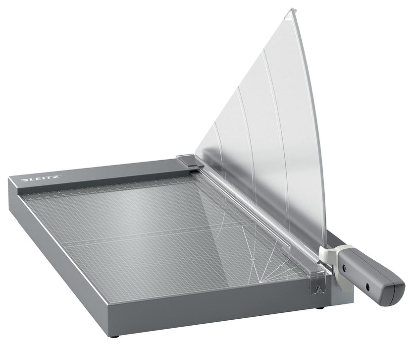 Leitz Precision Office Pro Guillotine Paper Cutter 9023 A4+ 381 mm Steel Blade Premium Glass Bed EdgeGlow Light Grey 25 Sheets