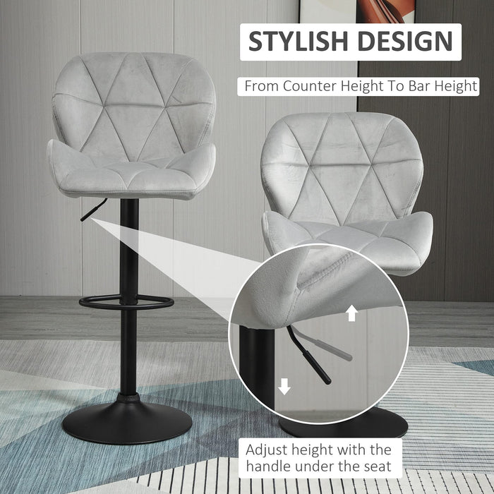 HOMCOM Bar Stool Fabric Light Grey Pack of 2