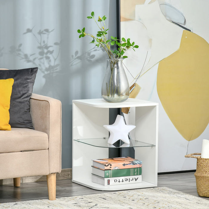 HOMCOM Nightstand Table White 450 x 480 mm