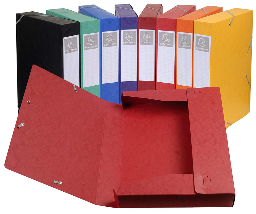 Exacompta Filing Box 50605E A4 Red Mottled Pressboard 25 x 33 cm Pack of 8