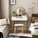 HOMCOM Dressing Table Set White Oak