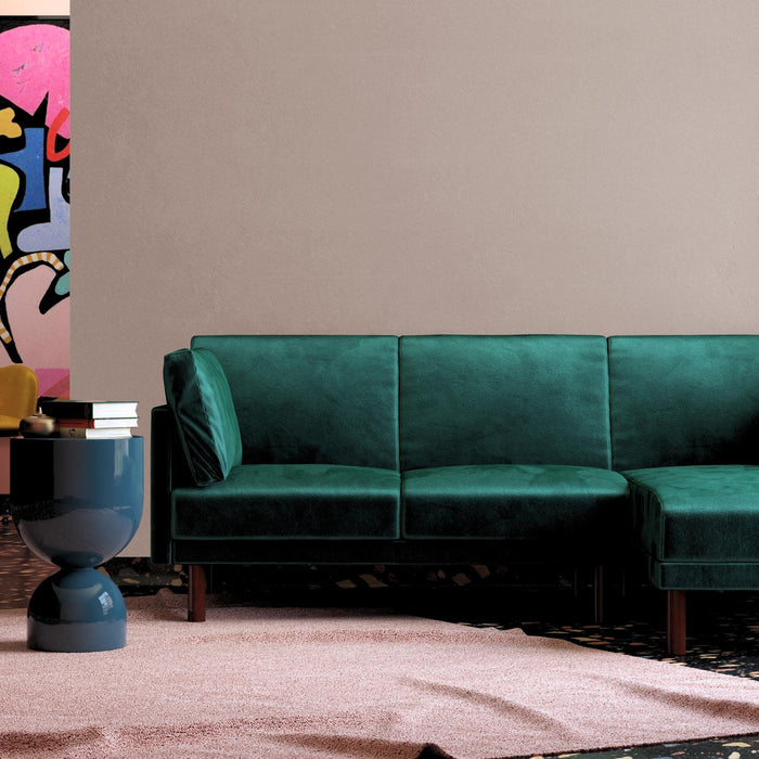 DOREL HOME 3 Seat Sofa GREEN VELVET Velvet 2,044.70 (W) x 1,562.00 (D) x 800.00 (H) mm