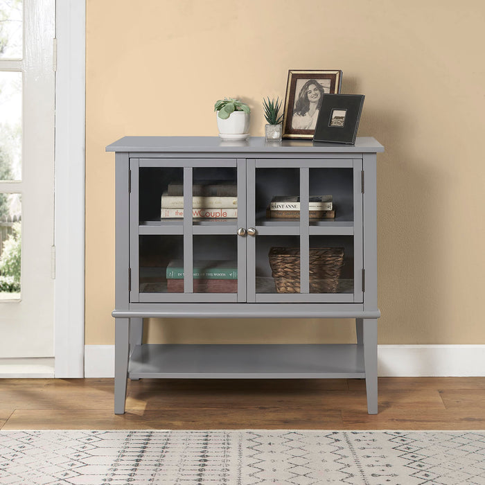 DOREL HOME Franklin PB, Glass; Paper Wrap; Metal Storage Cabinet Non Lockable 800.10 (W) x 396.24 (D) x 779.78 (H) mm Grey