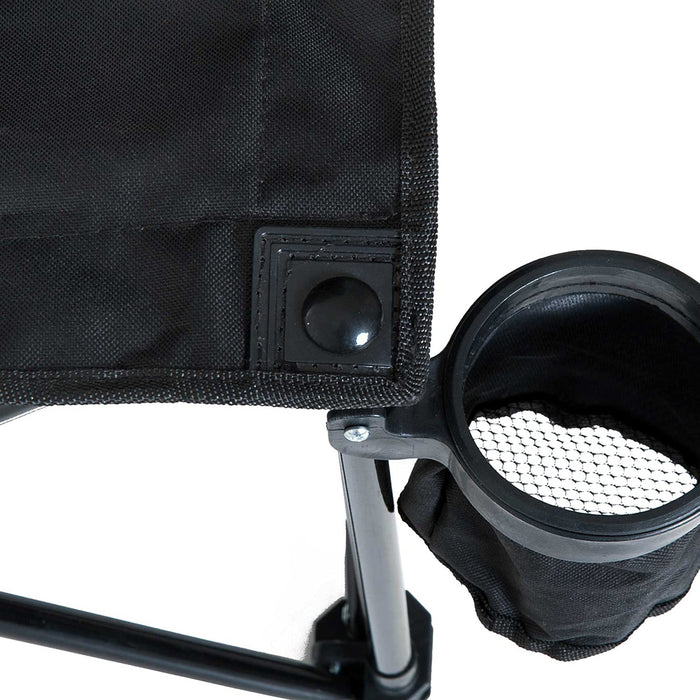 Outsunny 6 Seater Folding Sports Bench Outdoor Picnic Camping Portable Chair w/Cup Holder & Carry Bag - Black