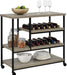 Dorel Multi-Purpose Service Trolley with 4 Shelves Distressed Grey Oak MDF Black Frame 914 x 432 x 861mm
