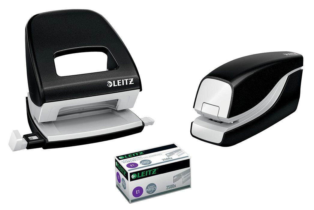 Leitz NeXXt WOW Electric Stapler 5566 Half Strip Black 10 Sheets E1 Metal, Plastic