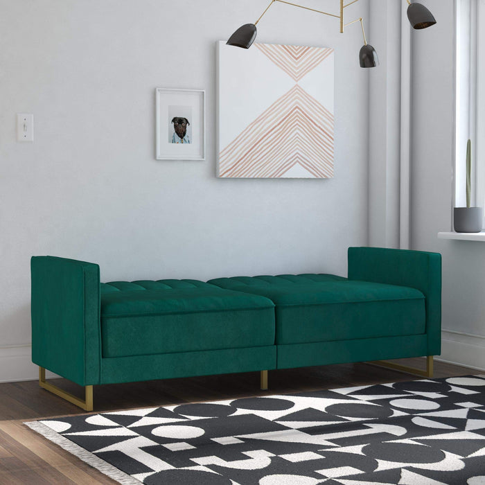 Novogratz 3 Seat Sofa GREEN Velvet 1,955.80 (W) x 838.20 (D) x 850.90 (H) mm