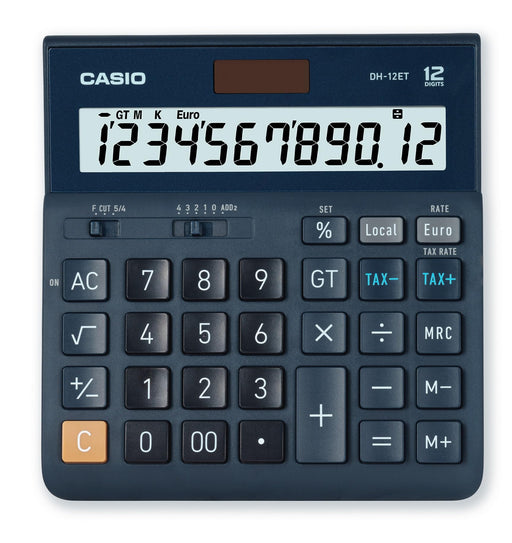 Casio DH-12ET Desktop Calculator 12 Digit LCD Display Blue