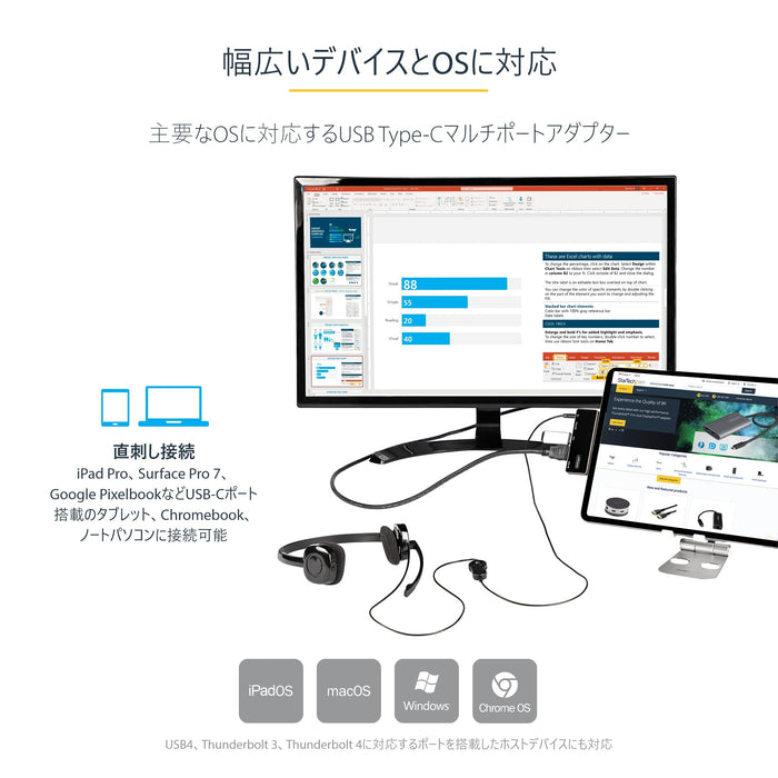 StarTech.com USB-C to 4K 60Hz HDMI 2.0 100W Power Delivery Pass-Through Charging 3-Port USB 3.0 Hub
