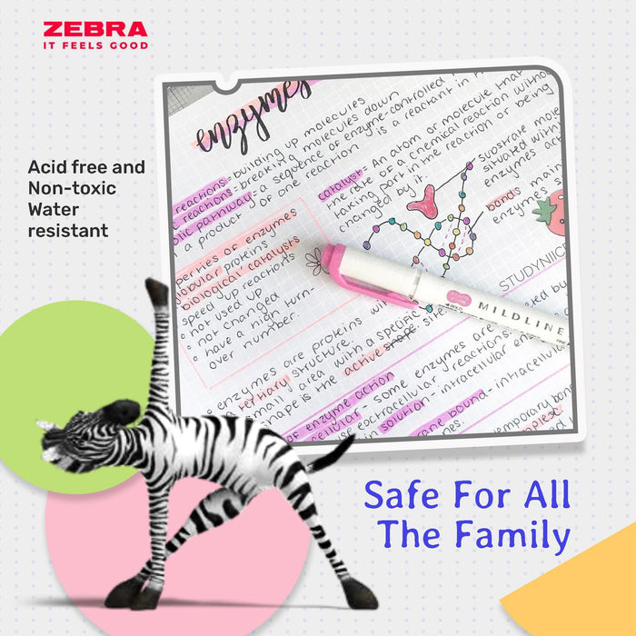 Zebra Mildliner Highlighter Assorted Broad Chisel 4 mm Non Refillable Pack of 5