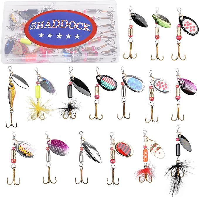 SHADDOCK Fishing Lures Kit Spoon Spinnerbaits Swimbait Crankbaits Minnow Variety Kit Rooster Tail Trout Spinner Salmon Spoons Walleye Assorted Metal Hard Lures Spinners Bait
