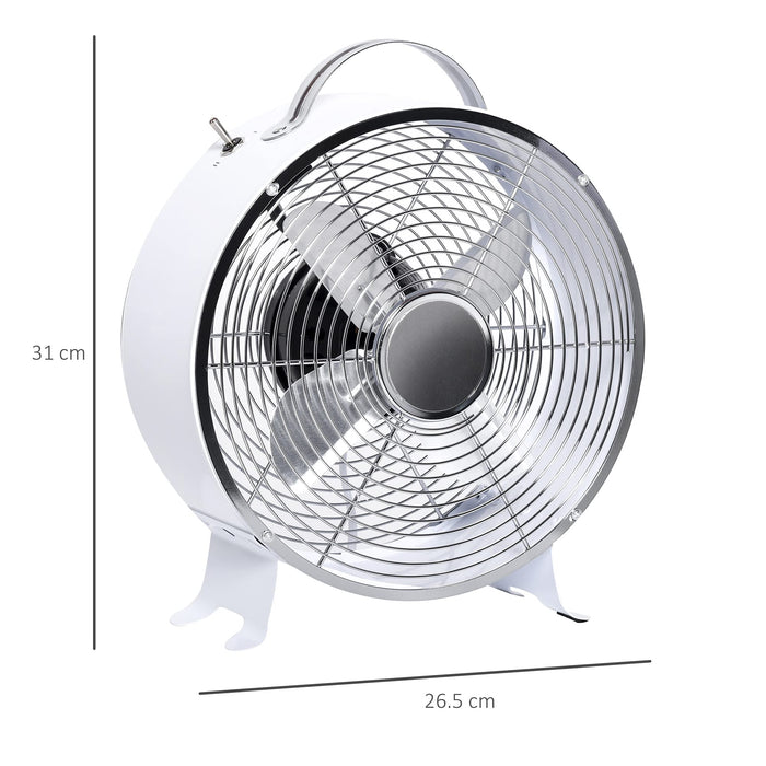 Homcom Desk Fan with Safety Guard Anti-Slip Feet White