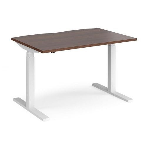 Elev8 Rectangular Sit Stand Single Desk with Walnut Melamine Top and White Frame 2 Legs Touch 1200 x 800 x 675 - 1300 mm