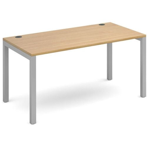 Dams International Rectangular Starter Unit Single Desk with Oak Coloured Melamine Top and Silver Frame 4 Legs Connex 1400 x 800 x 725mm