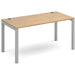 Dams International Rectangular Starter Unit Single Desk with Oak Coloured Melamine Top and Silver Frame 4 Legs Connex 1400 x 800 x 725mm