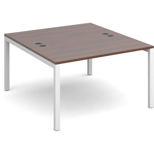 Dams International Rectangular Starter Unit Back to Back Desk with Walnut Melamine Top and White Frame 4 Legs Connex 1200 x 1600 x 725mm
