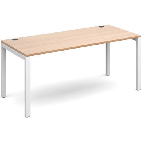 Rectangular Straight Single Desk with Beech Coloured Melamine & Steel Top and White Frame 4 Legs Connex 1600 x 800 x 725 mm