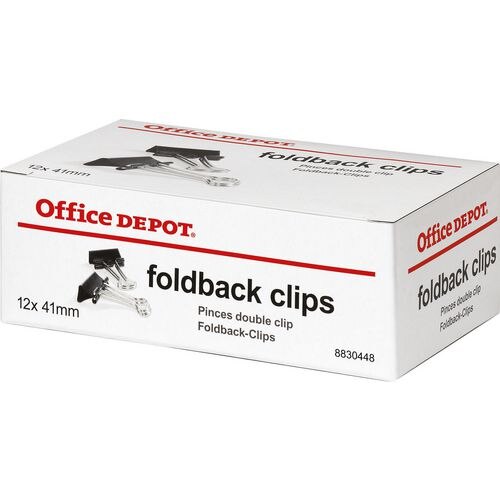 Office Depot Foldback Clips 41mm Black Pack of 12